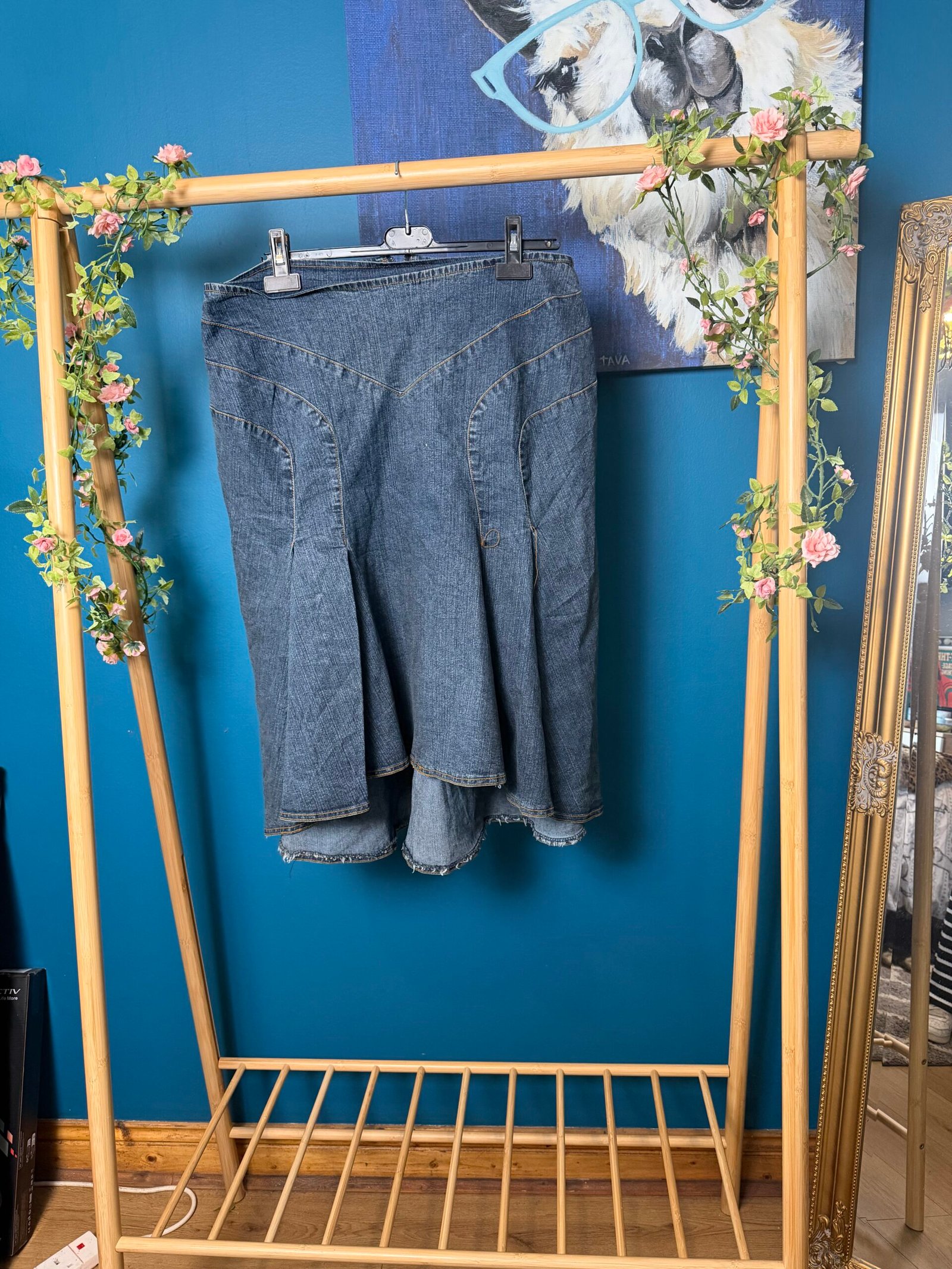 Vintage Denim Panel Skirt