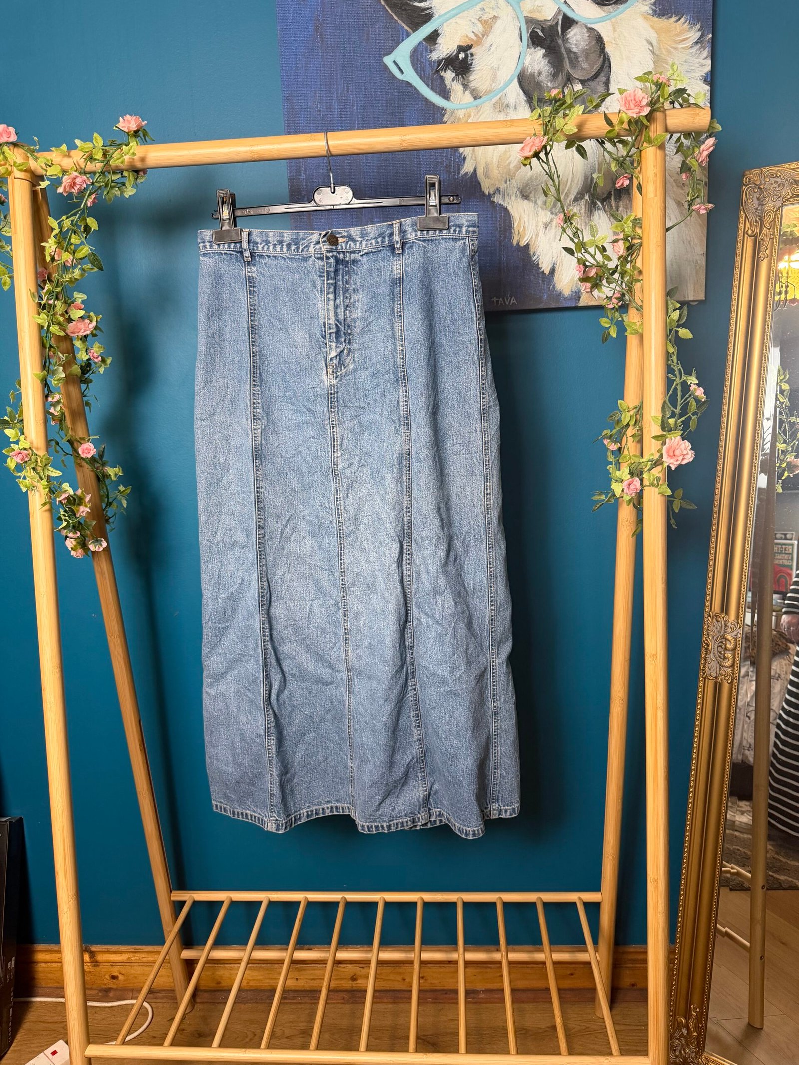 Vintage Denim Midi Skirt