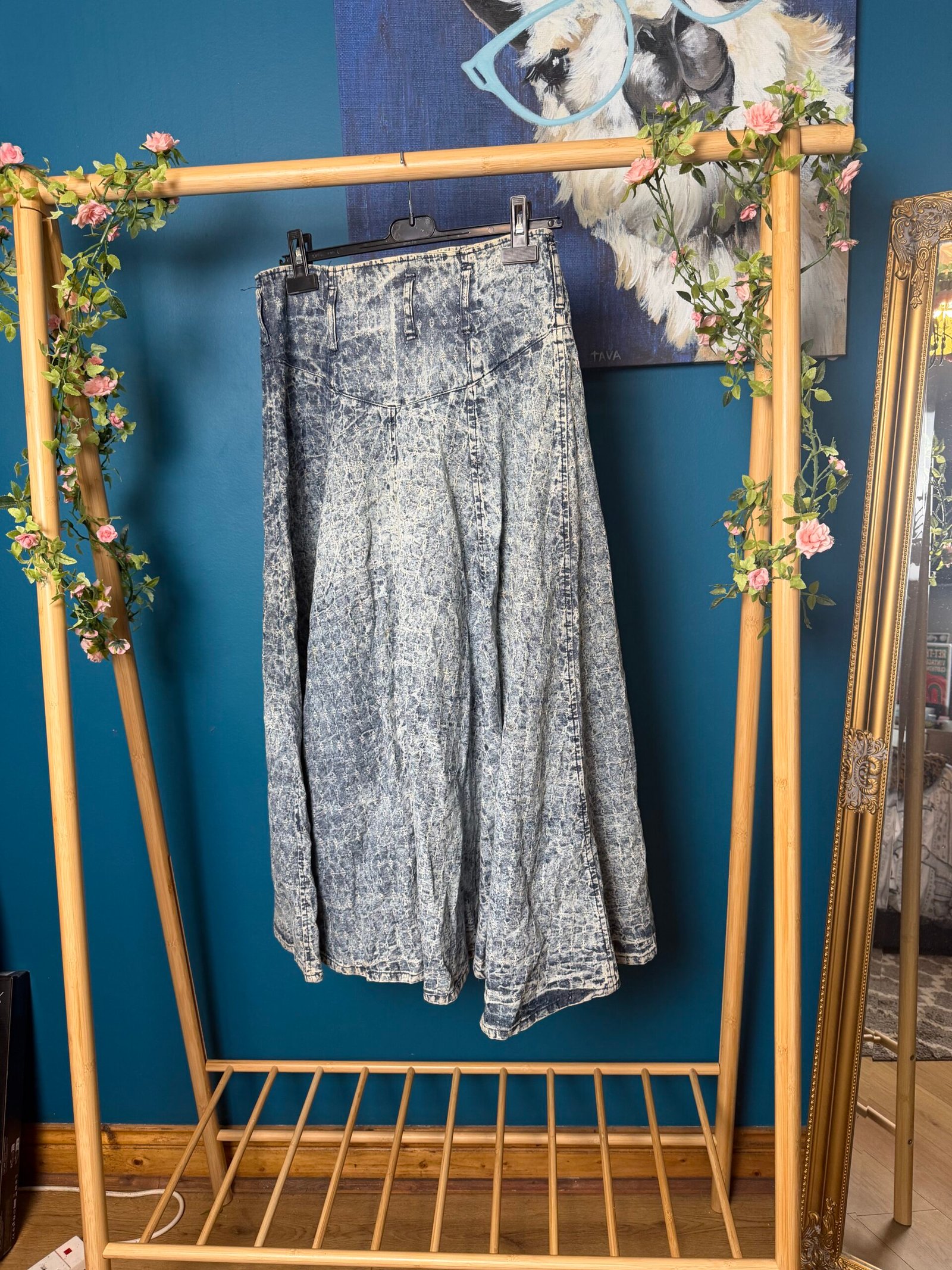 Vintage Acid-Wash Denim Maxi Skirt - Image 2