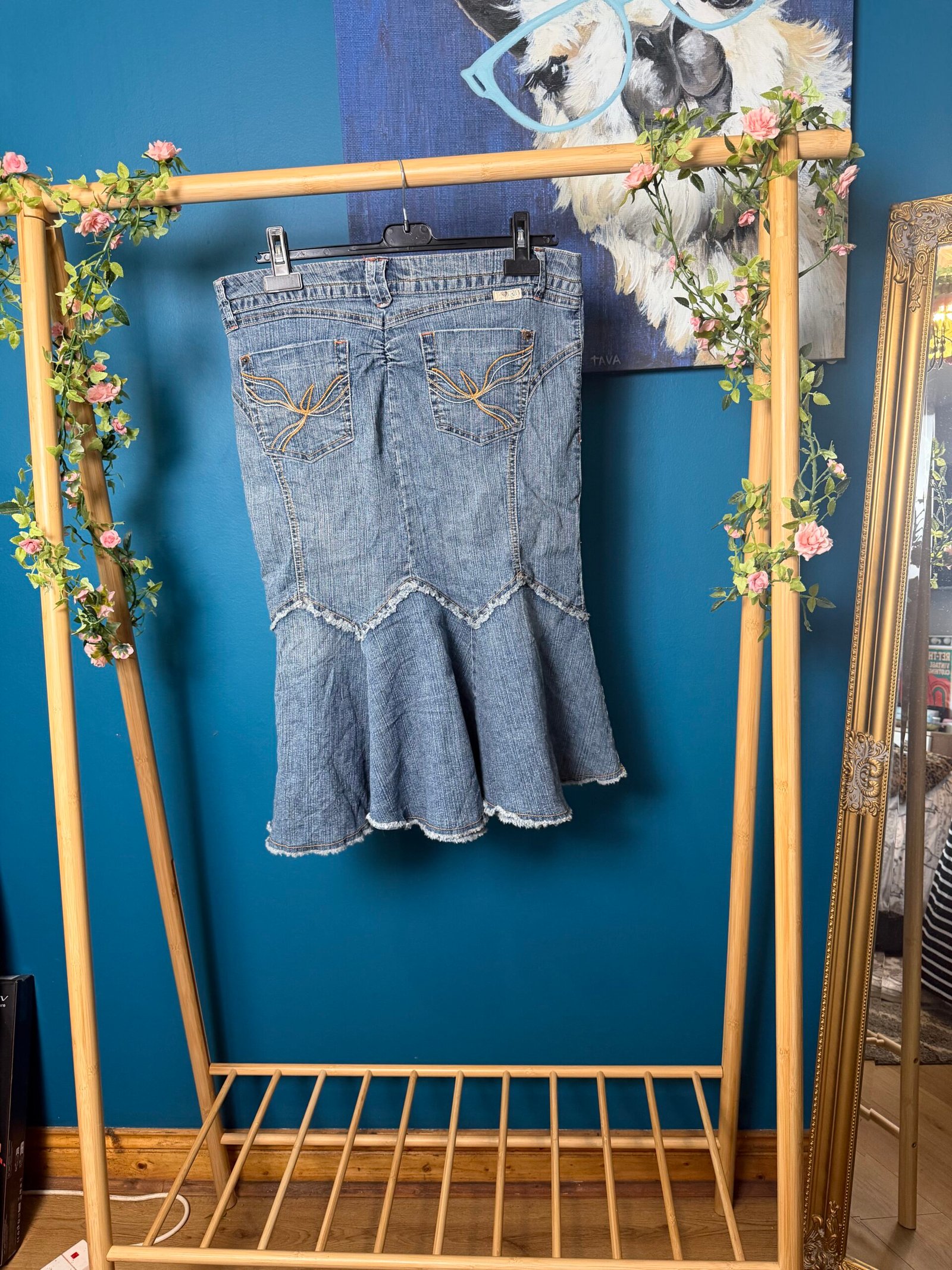 Vintage Y2K Panelled Denim Flare Skirt - Image 2