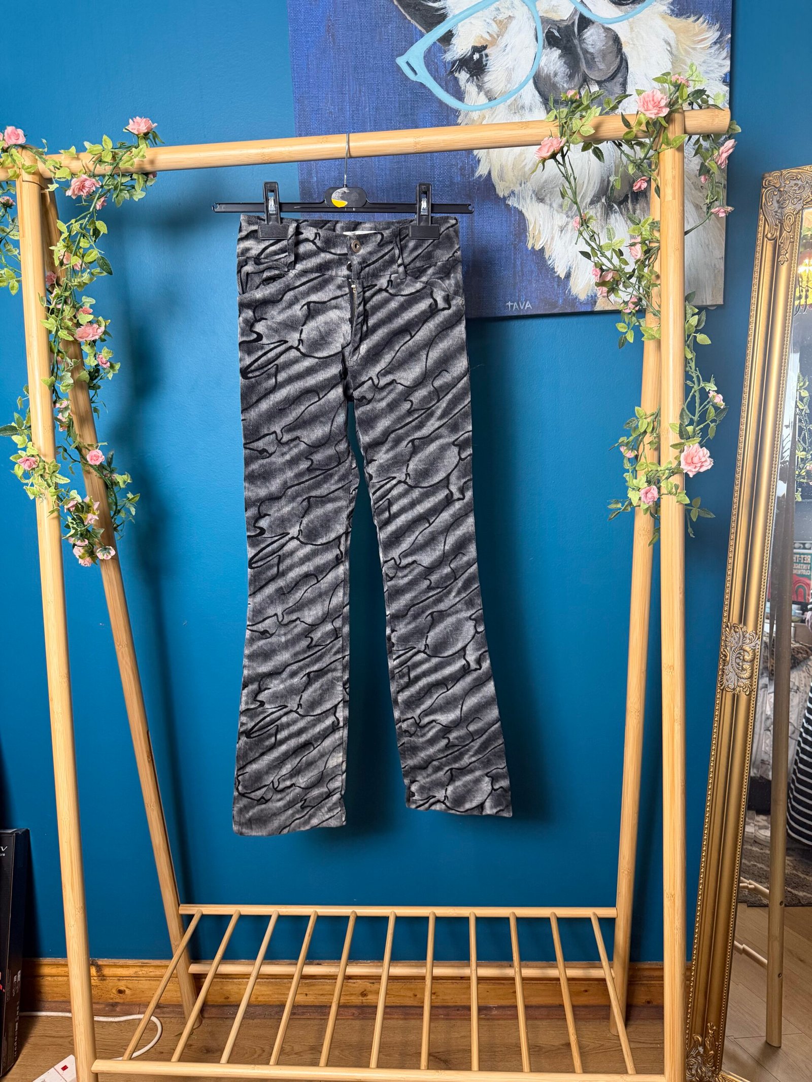Vintage Y2K Abstract Flare Trousers