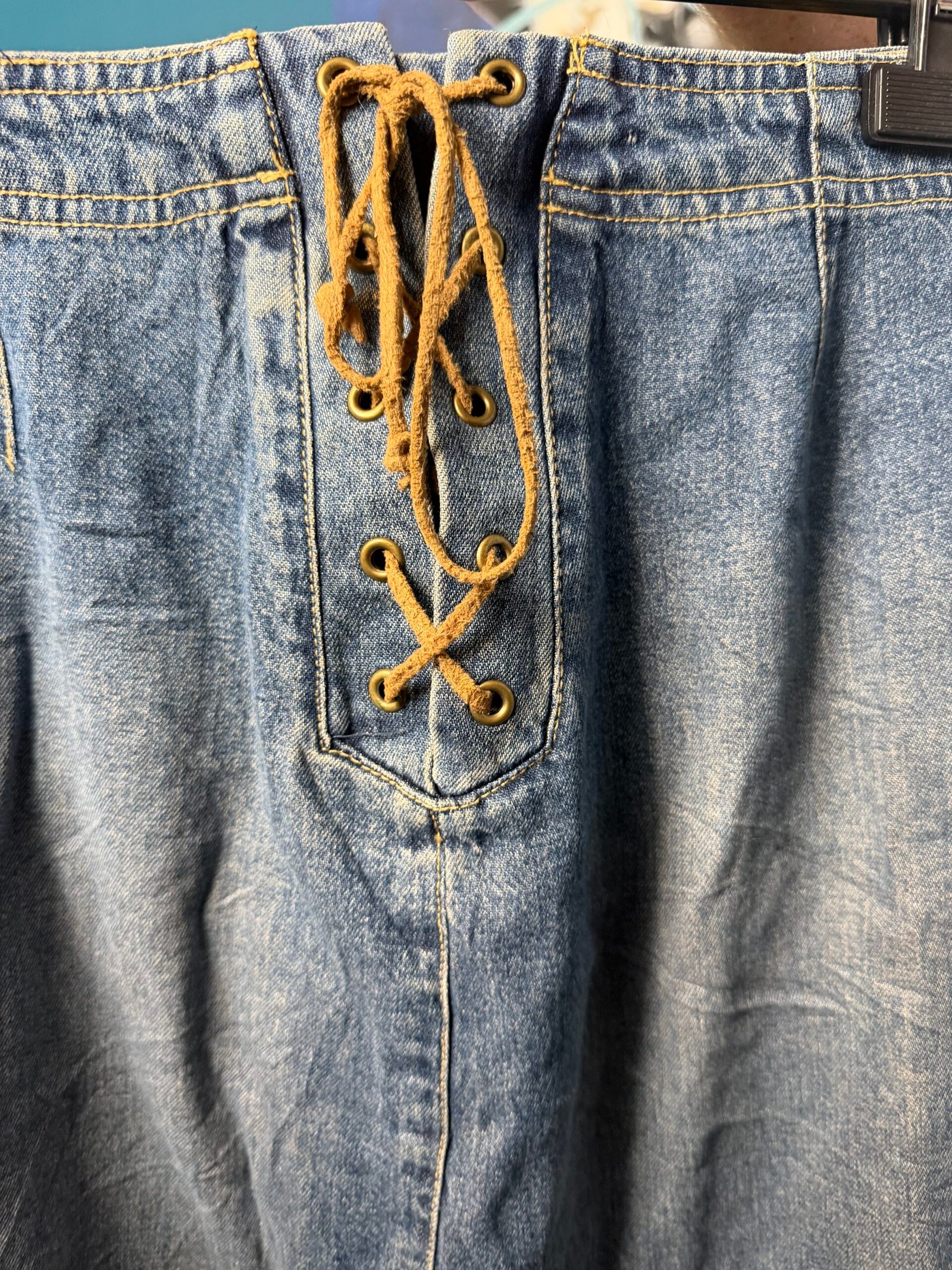 Vintage Y2K Lace-Up Denim Maxi Skirt - Image 4